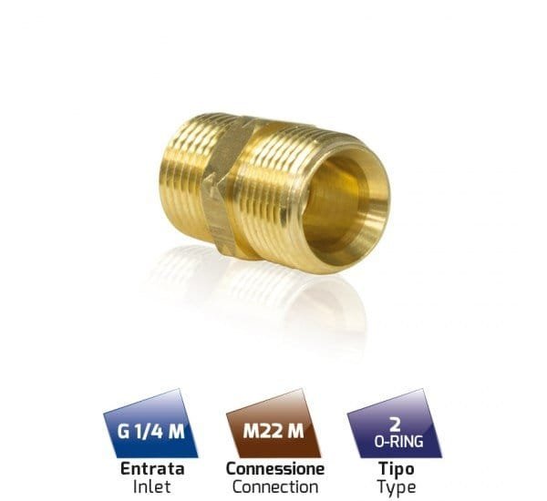 Đầu nối dây rửa xe MTM ATTACCO RAPIDO, kết nối M22 M - G 1/4 M 1 Đầu nối dây rửa xe MTM ATTACCO RAPIDO, kết nối M22 M - G 1/4 M